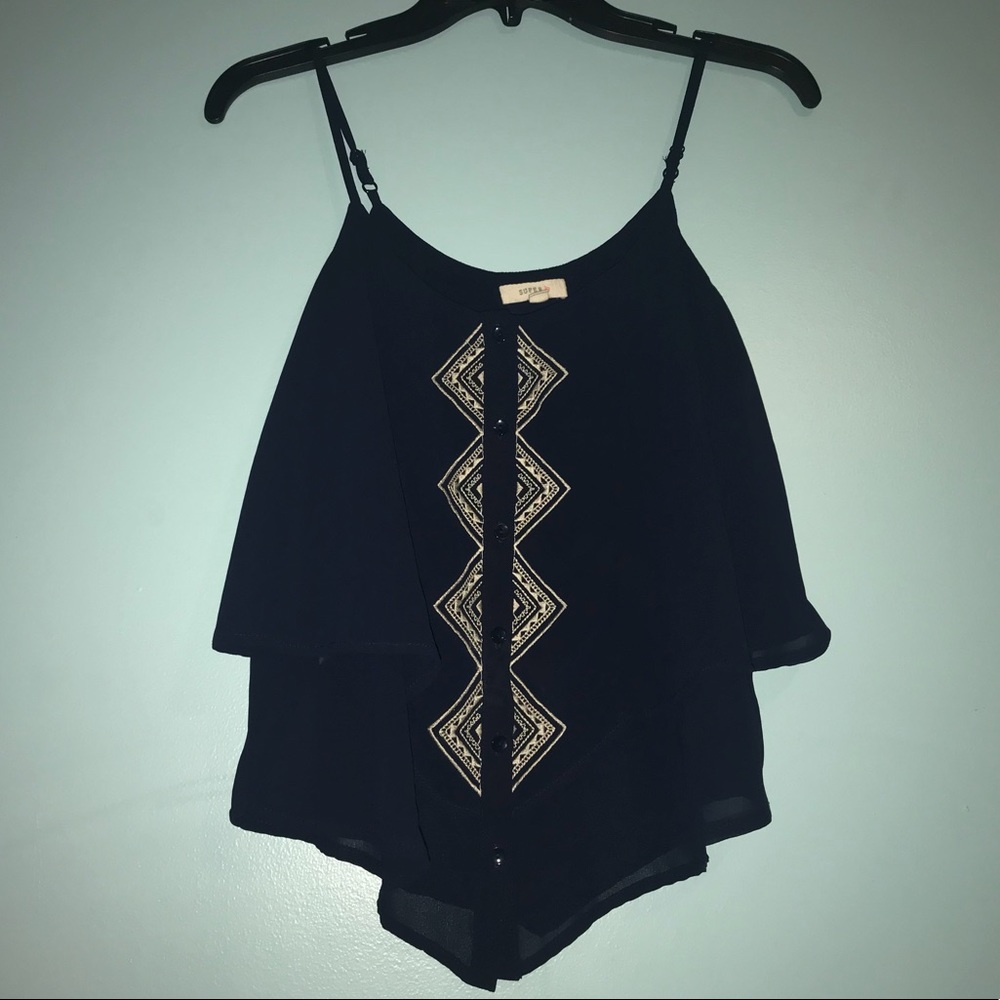 Button down navy tank